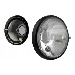 Optinis elementas su metaliniu rėmeliu, kairėje