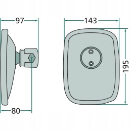 Universalus veidrodis 183x131 mm, rankena 10-22 mm