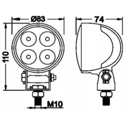 Apvali LED darbinė lempa 12v 24v stiprus