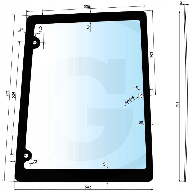Dešinės pusės langas s029320 dėklas ih
