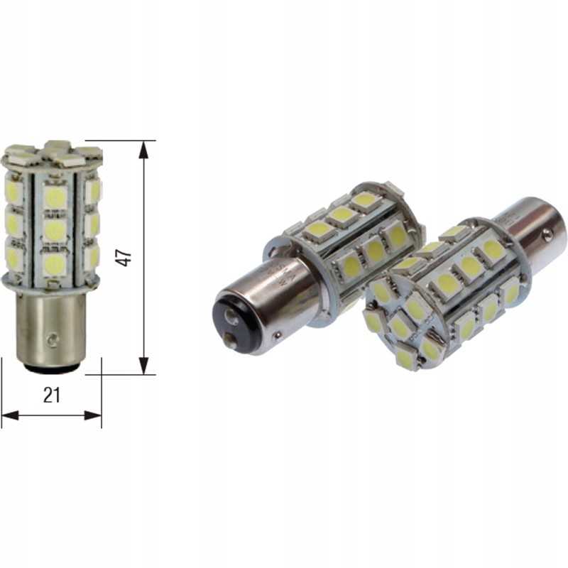 LED lemputė bosma 24xsmd 5050 bay15d p21 5w 12 24v