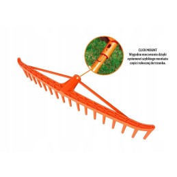 Plastikinis šieno grėblys, 18 dantų, spragtelėjimas