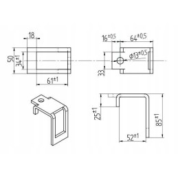Dantų dangtelis 32x10 bagra profiliui 50x50 1417 00