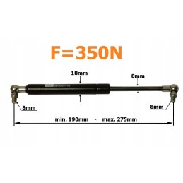 Dujinis amortizatorius 275mm 350n durų korpusas 3232937r1