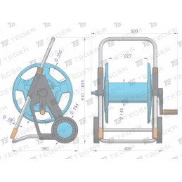 Teger motogeneric teleskopinės žarnos vežimėlis