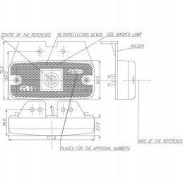 Stačiakampė LED šoninė gabaritinė lemputė 12 24v