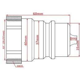 Kištukas hydr euro jungties vidinis sriegis 1 colio