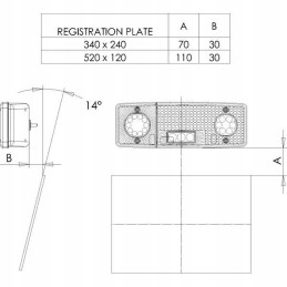 Stačiakampis kombinuotas galinis žibintas, 5 kontaktų kairysis, LED