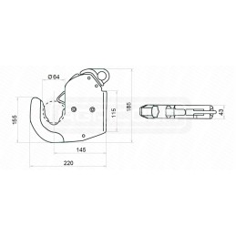 Cbm kablys kabliukai cat 3 rutuliukai 64x28 traktoriaus kabeliui