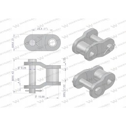 Grandinės jungtis, tiesi plokštė, p16b 1 r1 1 var