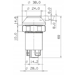 Apvalios blykstės mygtuko jungiklis