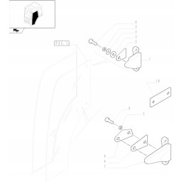 Apatinio dešiniojo durų lango vyrių korpusas new Holland