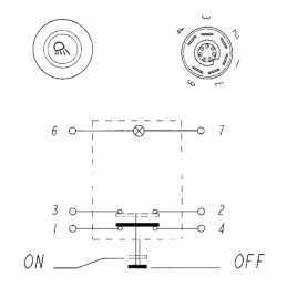 Apvalus mygtukas, skirtas darbo lempoms