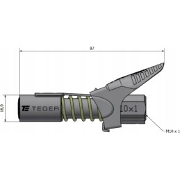Tepimo žarnos galas, fiksavimo svirtis, M10x1