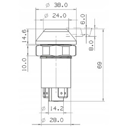 Apvalus mygtukas, skirtas darbo lempoms