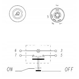 Apvalus mygtukas, skirtas darbo lempoms