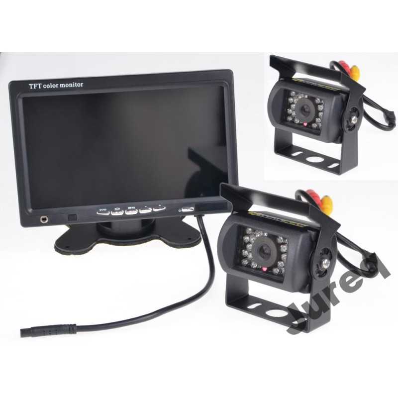 2x IR atbulinės eigos kameros 24m LCD 7 traktoriaus kombainas