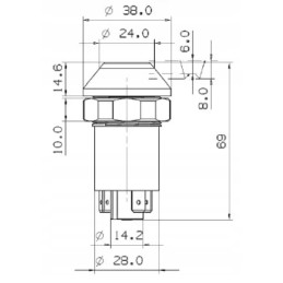 Apvalus avarinės šviesos mygtukas