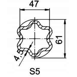 Kardaninio veleno profilio vamzdis s5 61mm 1m krumpliaračio veleno žvaigždė