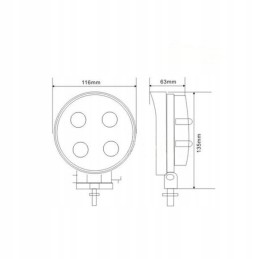 Apvali halogeninė darbo lempa 4 LED 9 32v 2800lm