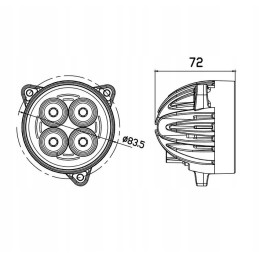 Apvali LED darbinė lempa 40w 4800lm 10 30v su kištuku