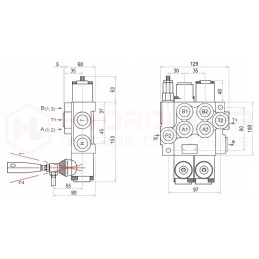 2 sekcijų hidraulinis skirstytuvas, 40l, skląstis