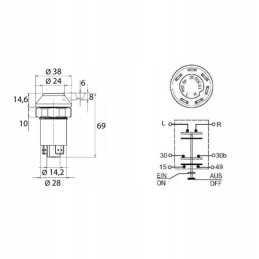 MF Deutz priekinės pavaros jungiklis, tas pats 6 kontaktų