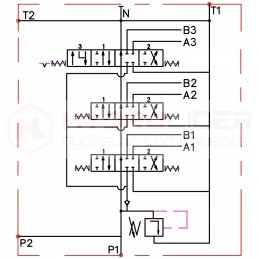 3 sekcijų hidraulinis skirstytuvas, 40l, plūduriuojantis