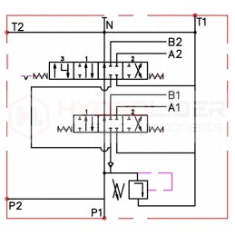 2 sekcijų hidraulinis skirstytuvas, 40l, plūduriuojantis