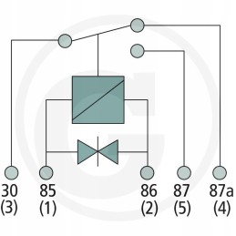 Relės kontaktas 5 kontaktas 12v 10 20a h404900020060