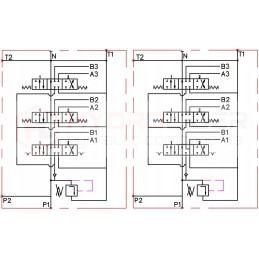 3 sekcijų hidraulinis skirstytuvas, 40l, skląstis