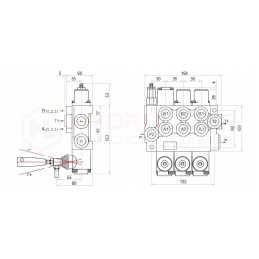 3 sekcijų hidraulinis skirstytuvas, 40l, skląstis