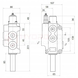1 sekcijos skirstytuvas, 80l, valdomas kabeliu