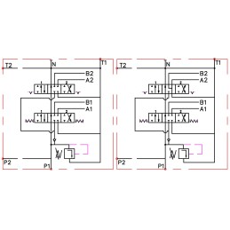 2 sekcijų hidraulinis skirstytuvas, 80l, skląstis