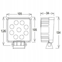Darbinė lempa 9 LED kvadratinė 12 24v 2200lm taškinė