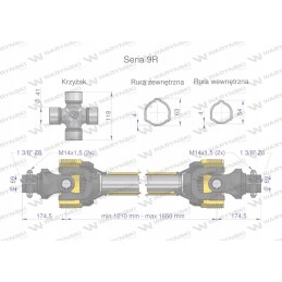 Šarnyrinis ir teleskopinis velenas 1210 1650mm 1890nm skre