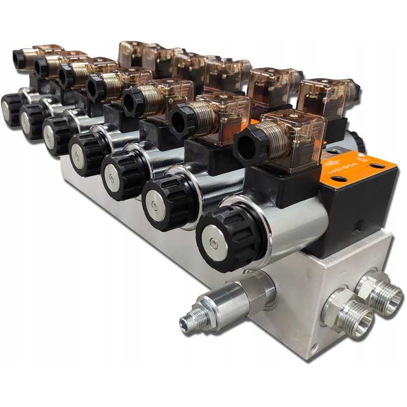 Cetop hidraulinis skirstytuvas 7 sekcijų 60l 24v