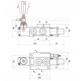 Hidraulinis skirstytuvas 1s 40l, troso svirtis