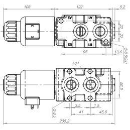6 krypčių elektrinis hidraulinis vožtuvas 90l 24v