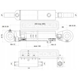Hidraulinis cilindras su užraktu, eiga 140