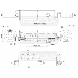 Hidraulinis cilindras su užraktu, eiga 400