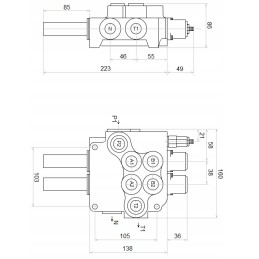 Skirstytuvas, 2 sekcijų, 80l, kabeliu valdomas stūmoklis