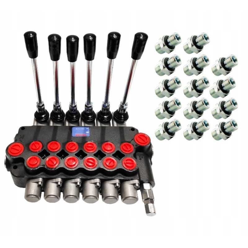 6 sekcijų skirstytuvas, 40l, pajungimo nipeliai, kompl