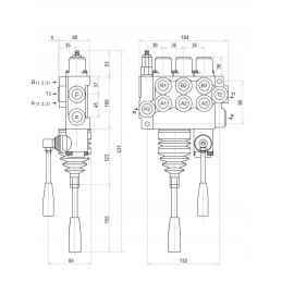 Hidraulinis skirstytuvas 3 sek 40l su vairasvirte