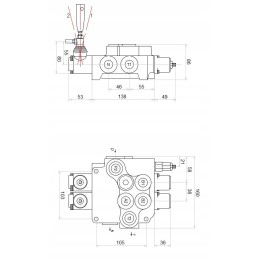 Hidraulinis skirstytuvas, 2 sekcijų, 80l stūmoklis