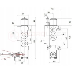 Hidraulinis skirstytuvas, 1 sekcija, 80l, skląstis