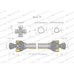 Šarnyrinis ir teleskopinis velenas 560 830 mm 210 nm 10220 c