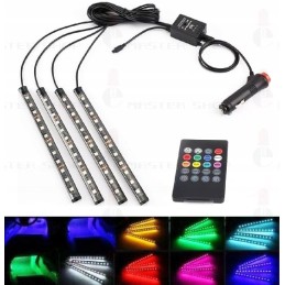 Automobilio salono apšvietimas 48 LED RGB nuotolinio valdymo pultelis