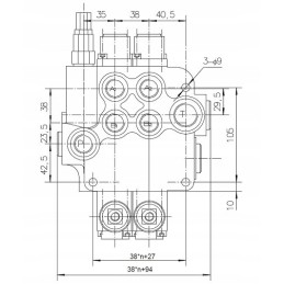 2 sekcijų skirstytuvas, 80l, 2m linijos, posūkių komplektas
