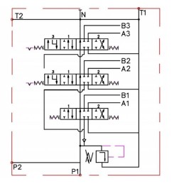 Hidraulinis skirstytuvas 40l, 3 sekcijų, 2x plūduriuojantis